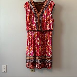 Luxology V-neck, Ikat pattern, narrow belt. L, ECU